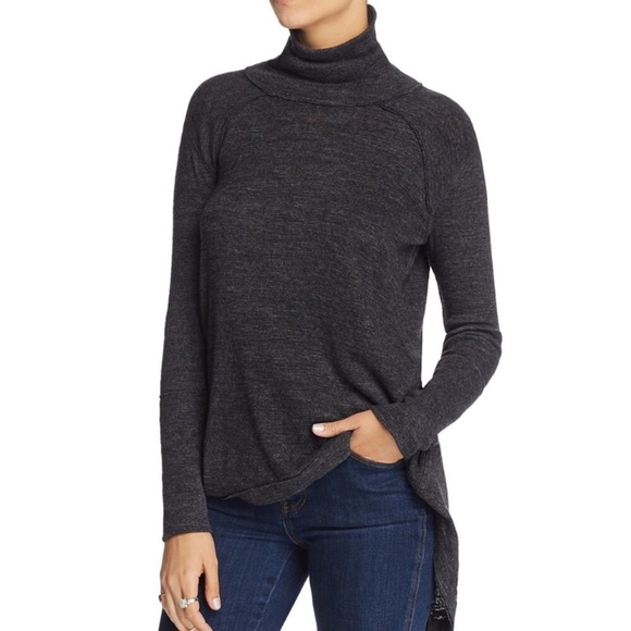 ❤️Free People We The Free Split Back Grey Turtleneck Sweater Back Slit Small P - Picture 3 of 13